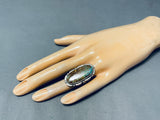 Grand Vintage Signed Native American Navajo Pilot Mountain Sterling Silver Ring-Nativo Arts