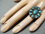 Maravelous Vintage Native American Navajo Turquoise Cluster Sterling Silver Ring Old-Nativo Arts