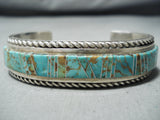 Tremendous Vintage Native American Navajo Turquoise Sterling Silver Bracelet Old-Nativo Arts