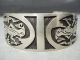 Incredible Detail!! Vintage Native American Navajo Double Kachina Sterling Silver Bracelet-Nativo Arts