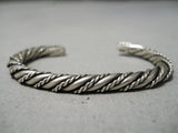 Impressive Vintage Navajo Twist Sterling Silver Native American Bracelet Old-Nativo Arts