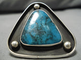 One Of The Biggest Vintage Native American Navajo Blue Diamond Turquoise Sterling Silver Ring-Nativo Arts