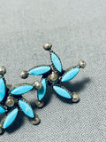 Charming Vintage Native American Zuni Blue Gem Turquoise Sterling Silver Earrings-Nativo Arts