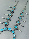 Vintage Native American Navajo Sleeping Beauty Turquoise Sterling Silver Squash Blossom Necklace-Nativo Arts