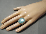 Amazing Vintage Native American Navajo Blue Diamond Turquoise Sterling Silver Ring-Nativo Arts