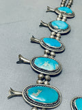 262 Gram Athntc Vintage Native American Navajo Turquoise Sterling Silver Squash Blossom Necklace-Nativo Arts