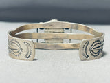 Early 1900's Vintage Native American Navajo Petrified Wood Sterling Silver Bracelet Old-Nativo Arts