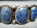 Thick Vintage Native American Navajo Lapis Sterling Silver Bracelet Cuff-Nativo Arts
