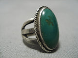 Earlier 1900's Vintage Native American Navajo Cerrillos Turquoise Sterling Silver Ring Old-Nativo Arts