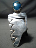 Fantastic Vintage Native American Navajo Bisbee Turquoise Sterling Silver Ring Old-Nativo Arts