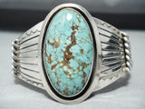 Signed Vintage Native American Navajo #8 Turquoise Mine Sterling Silver Bracelet-Nativo Arts