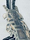 Important Vintage Native American Hopi Hand Carved Sterling Silver Kachina Bolo Tie-Nativo Arts