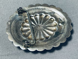 Midnight Desert Sky Vintage Native American Navajo Turquoise Sterling Silver Buckle-Nativo Arts