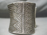 Native American Huge Hand Tooled Vintage Sterling Silver Heavy Tribal Intricate Bracelet-Nativo Arts