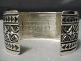 Detailed Important Vintage Native American Navajo Intricate Stamp Sterling Silver Bracelet-Nativo Arts
