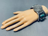 Native American Breathtaking Vintage Old Kingman Turquoise Sterling Silver Dollar Bracelet-Nativo Arts