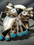 One Of The Most Unique Vintage Native American Zuni Turquoise Sterling Silver Owl Bracelet-Nativo Arts
