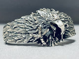 Native American Extreme Detail Vintage Eagle Sterling Silver Bracelet Cuff-Nativo Arts