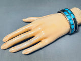 Native American 6-1/2 Wrist Vintage Navajo Turquoise Inlay Sterling Silver Bracelet Cuff Old-Nativo Arts