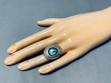 Superior Vintage Native American Navajo #8 Turquoise Mine Sterling Silver Ring-Nativo Arts