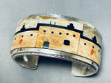 Native American One Of The Most Detailed Ever Pueblo Turquoise Sterling Silver Bracelet-Nativo Arts