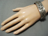 Heavy Whirling Logs Snake Vintage Native American Navajo Sterling Silver Bracelet-Nativo Arts