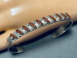 Native American Impressive Signed Zuni Corals Sterling Silver Bracelet-Nativo Arts