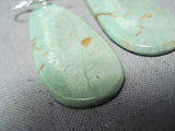 Native American Stunning Santo Domingo Royston Turquoise Large Slab Sterling Silver Earrings-Nativo Arts