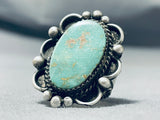 Striking Vintage Native American Navajo Royston Turquoise Sterling Silver Ring-Nativo Arts