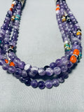 Stunning Native American Navajo Turquoise Amethyst Tigers Eye Sterling Silver Necklace-Nativo Arts