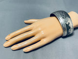 Extremely Unique Vintage Native American Navajo Geomtric Sterling Silver Bracelet-Nativo Arts