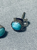 Simplistic Vintage Native American Navajo Turquoise Sterling Silver Earrings-Nativo Arts