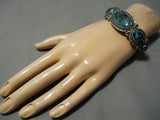 Important Vintage Native American Laguna Stevens Turquoise Sterling Silver Bracelet Old-Nativo Arts