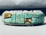 Amazing Vintage Native American Navajo Royston Turquoise Cobble Inlay Sterling Silver Bracelet-Nativo Arts