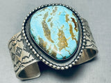 Dramatic Native American Navajo #8 Turquoise Mine Sterling Silver Bracelet-Nativo Arts