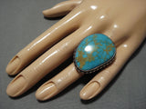 Superior Vintage Native American Navajo Spiderweb Turquoise Sterling Silver Ring-Nativo Arts