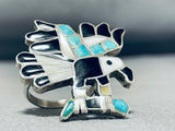 One Of The Best Vintage Native American Zuni Turquoise Eagle Sterling Silver Ring Oold-Nativo Arts