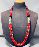 Authentic Singer Coral Native American Navajo Sterling Silver Turquoise Necklace-Nativo Arts