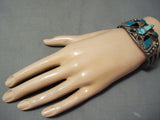 Finest Early Vintage Native American Zuni Turquoise Sterling Silver Butterfly Bracelet-Nativo Arts