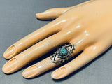 Amazing Vintage Native American Navajo Blue Gem Turquoise Sterling Silver Ring-Nativo Arts