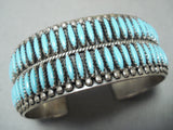 Intricate Vintage Native American Navajo Needle Turquoise Sterling Silver Bracelet-Nativo Arts
