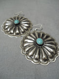 Amazing Vintage Native American Navajo Repoussed Sterling Silver Rose Lincoln Earrings-Nativo Arts