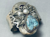 One Of Most Unique Ever Vintage Native American Navajo Turquoise Spider Sterling Silver Bracelet-Nativo Arts