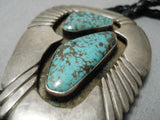 Important Running Water Vintage Native American Navajo Turquoise Sterling Silver Bolo Tie-Nativo Arts