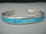 Unbelievable Zuni Kingman Turquoise Sterling Silver Bracelet Native American-Nativo Arts