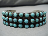 Heavy And Rare!! Vintage Native American Navajo Snake Eyes Turquoise Sterling Silver Bracelet-Nativo Arts