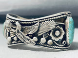Expressive Native American Navajo Royston Turquoise Sterling Silver Eagle Bracelet Signed-Nativo Arts