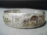 Fascinating Native American Navajo 12k Gold Fill Kokopelli Sterling Silver Bracelet-Nativo Arts