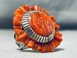 Native American One Of The Best Ever Santo Domingo Coral Sterling Silver Ring-Nativo Arts