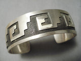 Incredible Vintage Native American Navajo Hopi Native American Navajo Sterling Silver Water Wave Bracelet Old-Nativo Arts